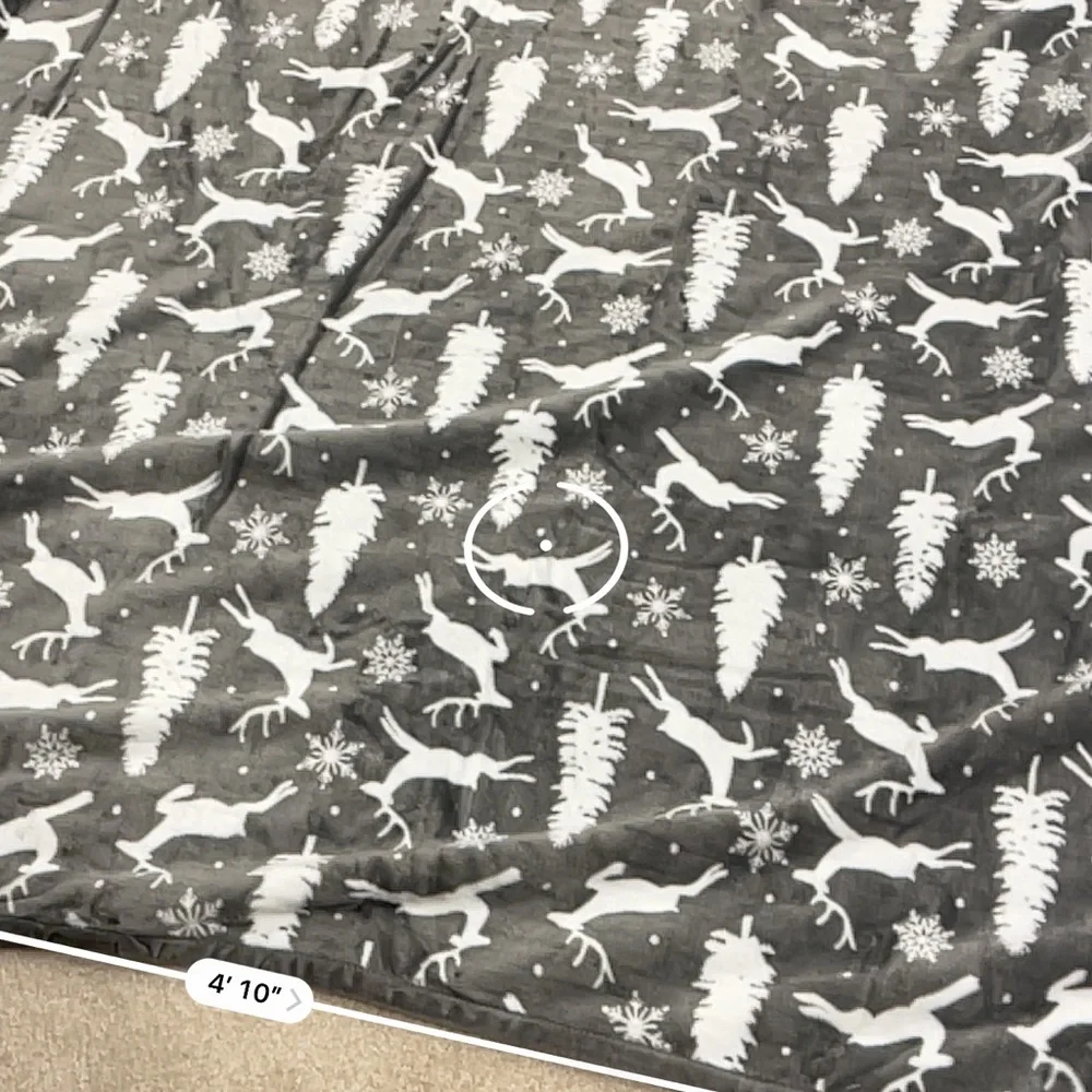 Home Reflections Gray White Christmas Tree Reindeer Throw Blanket